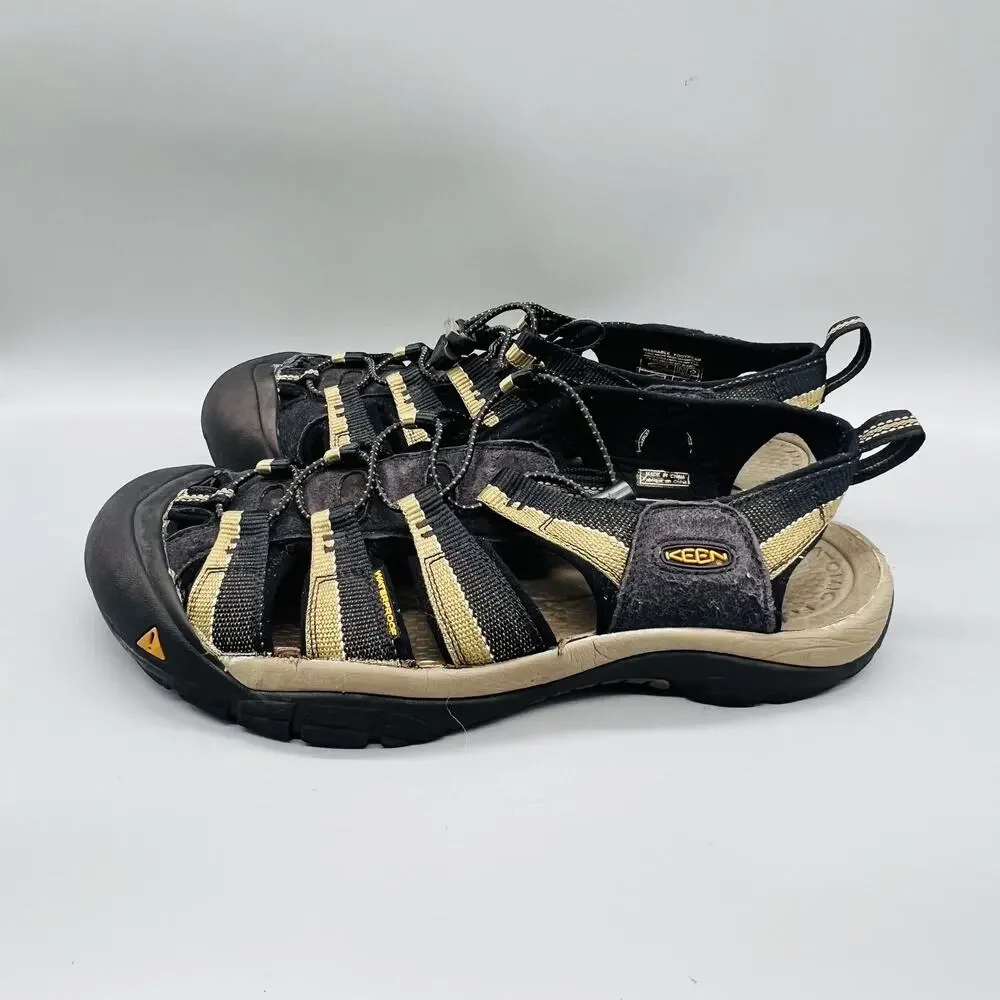 Keen Sandals Mens 9.5 Black Tan Closed Toe Water Hiking Sport Outdoor Shoes